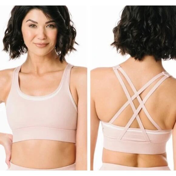 ZYIA Active Bare Primo Mesh Sports Bra Pink Padded Large Strappy Racerback - Picture 1 of 4
